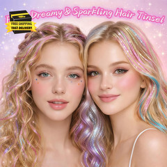 Clip in Hair Tinsel Kit 26 Inch 12 Pcs, Colorful Glitter Fairy Hair Extensions f