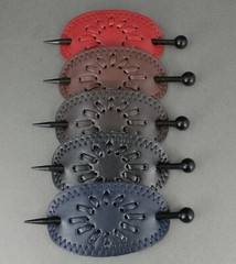 Black faux leather slide hair pin stick barrette accessory hairpin Starburst