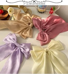 Solid Color Satin Ribbon Big Bows Hairpin Spring Clips Hair Accessories for
