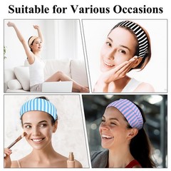 6 PCS Striped Headbands Stretchy Wide Non Slip Thick Hair Wraps Elastic Yoga