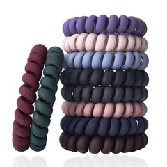 Spiral Hair Ties 10 Piece Medium Coil Elastics NoCrease for Thick Hair Multicol