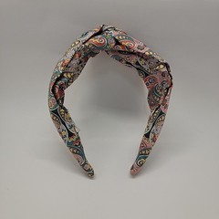J. CREW Liberty Fabric Knot Headband Paisley Floral Blue Coral Yellow Cotton