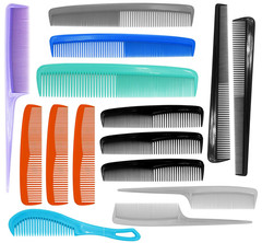 Hair Combs Set, 15 Pieces, Multiple Colors, Made in USA