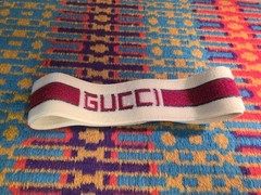 Authentic GUCCI Logo Striped Elastic Headband Made In Italy