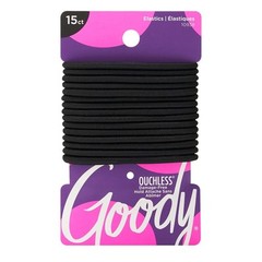 Goody Ouchless Elastic Hair Ties – 15 Ct Black 4MM Rubber Bands for Hair Pain…