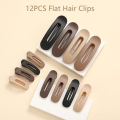 12PCS Flat Hair Clips, Claw Clips for Thin 1 Count (Pack of 12), Brown
