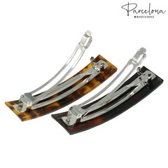 Parcelona French Rectangular Bar Large Celluloid Acetate Hair Barrette for Women
