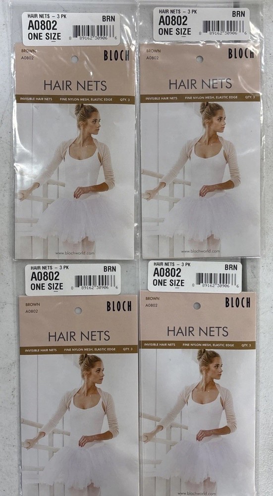 Bloch Unisex-Adult’s Hair Nets 4 Pack (3 Nets Per Bag) 12 Total Hair Nets