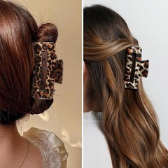 Leopard Claw Hair Clips for Women, 2 Pcs PVC Leopard Claw Clip, Leopard Hair