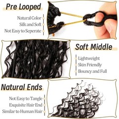 8 Packs Goddess Faux Locs Crochet Hair-24 Inch Boho Soft 24 Inch(Pack of 8) #1B