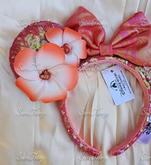 Unique Orange Aulani Flower Minnie Ears Sequin Headband Mickey Mouse