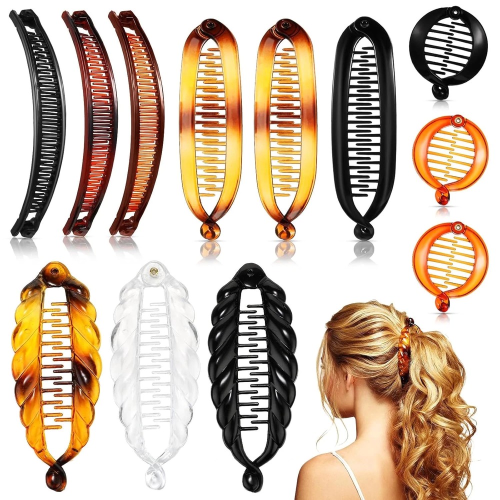 Chuangdi 12 Pcs Banana Clips Hair Clips for Women Classic Clincher Double Combs