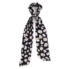 Nollia 4 Sets Cheeta Print Scrunchies With Matching Hair Ties, Satiny Fabric