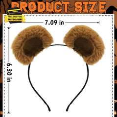 Bear or Chipmunk Ears Headband Brown, Cute Care Hairband for Bear Costume, Anima