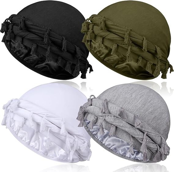 1/2/4 Pieces Satin Lined Turban Silky Head Wraps for Men, Halo Turban Men Turban