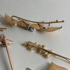 16 Gold Feather Leaf Flower Metal Hair Clips Bobby Pins New Free Shipping