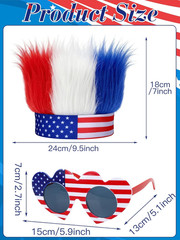 4Th of July Accessories Kit, Hairy Headband Red White Blue Glasses 4Th of July O