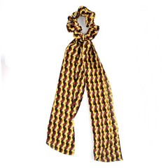 Nollia 4 Sets Geometric Print Scrunchies With Matching Hair Ties, Satiny Fabric