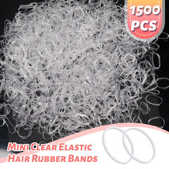 1500Pcs Mini Clear Elastic Hair Bands 18mm Rubber Ponytail Ties Braids Set