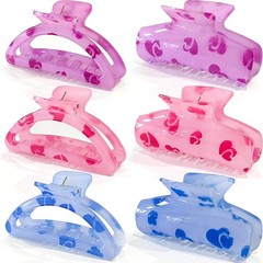 6 PCS Florid Medium Hair Claw Clips Women Strong Hold Nonslip Thick Thin