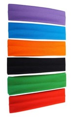 6 Headbands Continuous stretch Solid LOT Nylon 2 each Purple Turquoise Crimson
