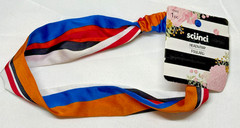 nwt Scunci Headwrap Headband Blue White Gold Red Black Striped