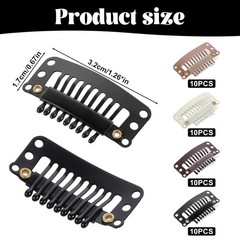 40 Pcs 9-Teeth Snap Wig Clips Hair Extension Clips DIY Wig Pins Mixed Colors