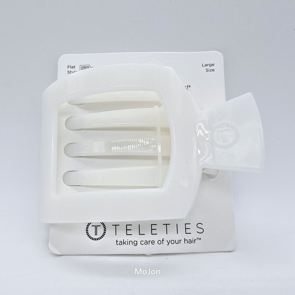 Teleties Large Flat Square Hair Clip Pain Free Durable – Coconut White