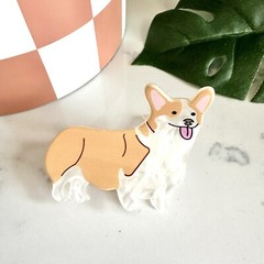 Happy Corgi Dog Claw Clip Novelty Hair Accessory Acrylic Hair Clip Puppy NEW