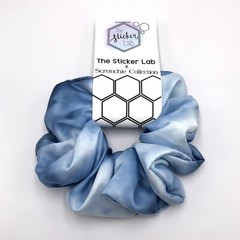 Handmade Women’s Scrunchies Blue White Tie Die Hair Tie Size Regular