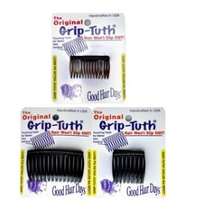 6 Combs x Good Hair Days Grip-Tuth® 1.5″ 1.75″ 2.75″ Black sidecombs Made in USA