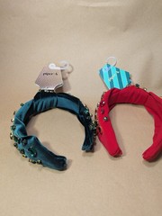 Lot of 2 Piper K Jeweled Headbands – Velvet Green & Red Embellished Knot Style