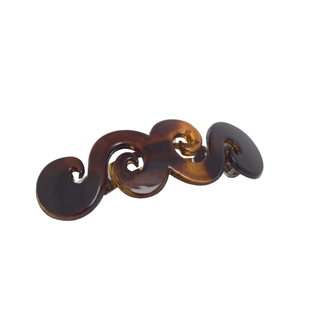 French Swirl Medium Tortoise Shell Celluloid Hair Clip Barrette – 3 Inches
