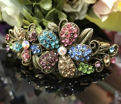 Antiqued rhinestone crystal barrette hair clip multi-color clip free shipping