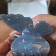 Butterfly Hair Claw Clip Blue Iridescent Plastic Rhinestone Accents Women