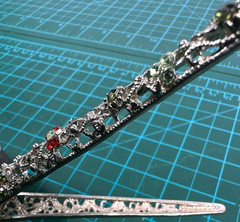 Dragonfly Hair Clip Womens 6″ Long Silver Multicolor Rhinestone Floral Metal