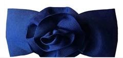 Navy Blue Hair Bow Barrettes Grosgrain Ribbon Flower Women Girls Accessories 5”