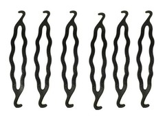 6 Count Bun Maker Hair Holders – Plastic Black 21.5 x 3.8cm/ 8.5inch x 1.5inc