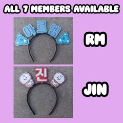 V Taehyung BTS Headband KPOP Rhinestone Hair Banner Hangul Name Handmade