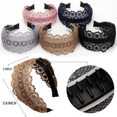 Non-Slip Multicolor Lace Headband Wide-Head Cutout Hard Headbands for Women and