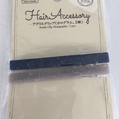 Daiso Japan – Hair Accessory Acrylic Clip Holographic Blue and Grey 2.75″ Long