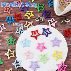 55Pcs 1.22″ Star Hair Clips Cute Hair Clips for Girls Colorful Metal Snap Hair