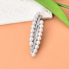 French Pearl Hair Barrettes for Women Silver Elegant Rhinestone Barrettes Cli…