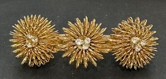 Vintage Charles J Wahba Barrette Gold Tone Clear Rhinestones Made In France