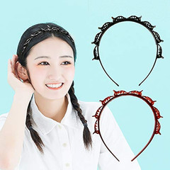 6PCS Double Layer Hair Band with Clips Woven Headband Hairstyle Accessory