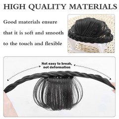 Women Girls Braided Headband Hair Fringe Bangs Hairband Hair Extension Clips USA