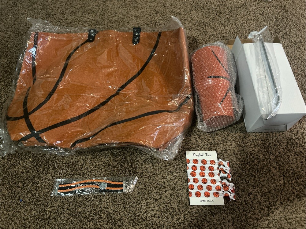 Basketball Bag, Travel Cup, Bracelet,and Hair Ties Bnib
