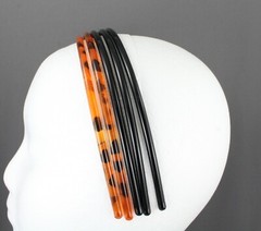 Black Brown 5 skinny set headbands pack plastic thin skinny narrow grip teeth