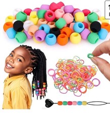 AIERSA 100pcs Soft Silicone Hair Beads Multicolor Round for Braids