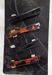 Basic Solutions 4 Barrettes Black Faux Tortoise Original Card Some Wear